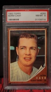 1962 Topps #250 Norm Cash PSA 8 NM-MT 8 Tigers Great - Picture 1 of 7