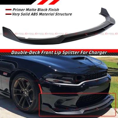 Divisor de labios para parachoques delantero negro mate doble cubierta Dodge Charger SRT 2015-2023 Foto 1 de 4