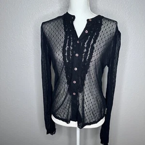 NWT Women's DKNY Jeans Black sheer blouse top - Picture 1 of 8