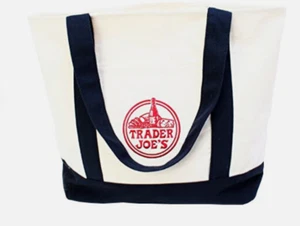 Trader Joe’s Bag Canvas Reusable Heavy Cotton Basic Style Shopping Navy Large - Picture 1 of 2