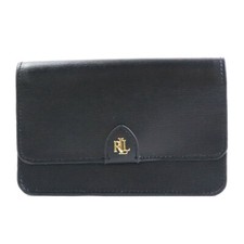 Auth LAUREN RALPH LAUREN Waist Bag Belt Bag Black Leather/Goldtone - r9529f