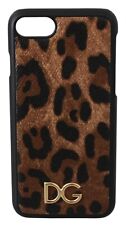 DOLCE & GABBANA Phone Case Cover Brown Leopard DG Logo iPhone 7-8 RRP $180