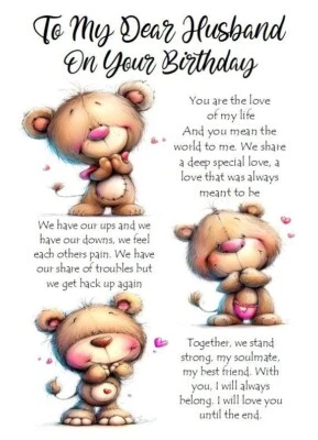 PICKTURE-THIS NEW Happy Birthday To My Darling Husband A5 Card for Him Husband Male With Love