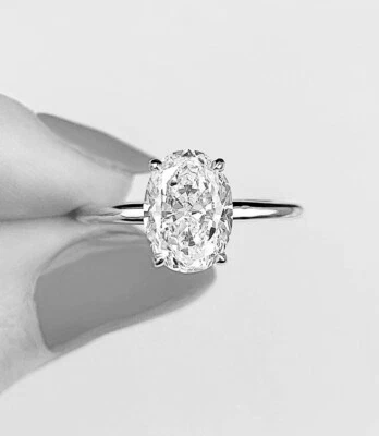 3Ct White Oval Cut CZ Hidden Halo Engagement Ring In Solid 925 Sterling Silver - Image 1 of 3