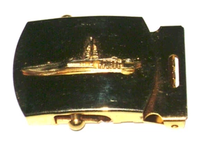Vietnam Era  U.S. Navy  Aircraft Carrier Officer's Brass Belt Buckle - Picture 1 of 5