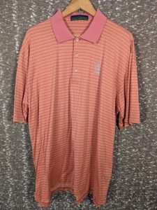 Robert Trent Jones TPC Sawgrass Pink/Orange Striped Golf Polo Men's Large - Picture 1 of 12