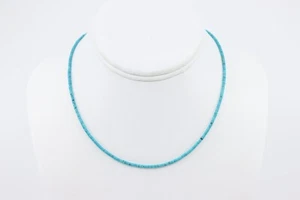 Collar Heishi Micro Delgado de 2 mm Azul Arizona Turquesa, Gargantilla de Piedras Preciosas con Cuentas Pequeñas - Imagen 1 de 4