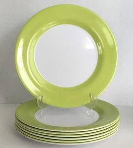 Placas de plástico de melamina de 11"" blancas pesadas con banda verde nuevas - Imagen 1 de 1