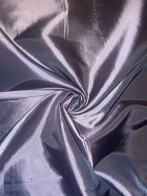 1 METER TWO TONE LILAC/GREY PLAIN SMOOTH TAFFETA BRIDAL/CURTAIN FABRIC 58” WIDE - Image 1 of 2