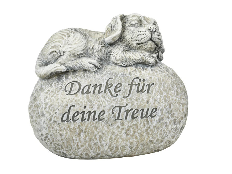 Grabdeko Hund auf Grabstein Danke für Deine Treue Trauerstein Grabschmuck Trauer - Bild 1 von 1