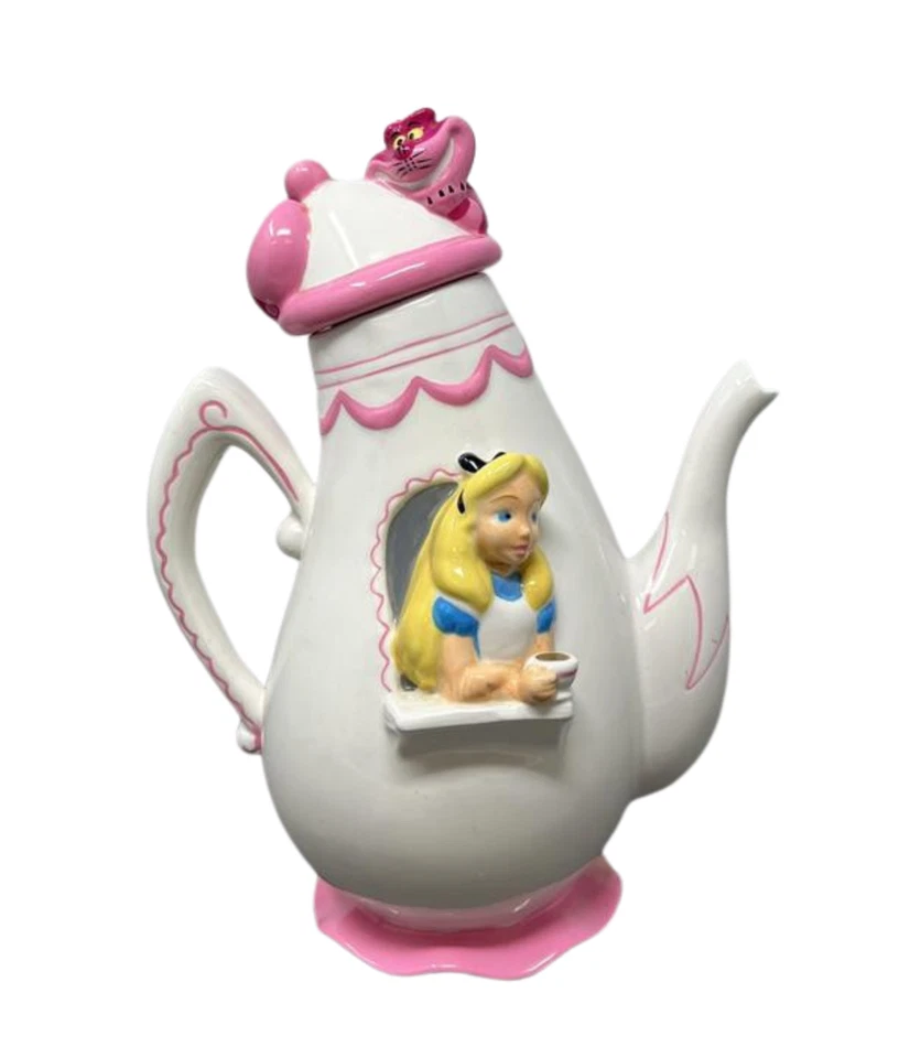 Disney Treasure Craft Alicia en el País de las Maravillas Gato Cheshire Tetera Tarro de Cerámica Decoración Foto 1 de 4