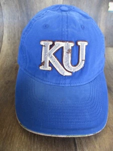 NCAA Kansas Jayhawks Mens Adidas Point Reyes  Baseball L/XL Hat BLUE KU  #13 - Picture 1 of 6