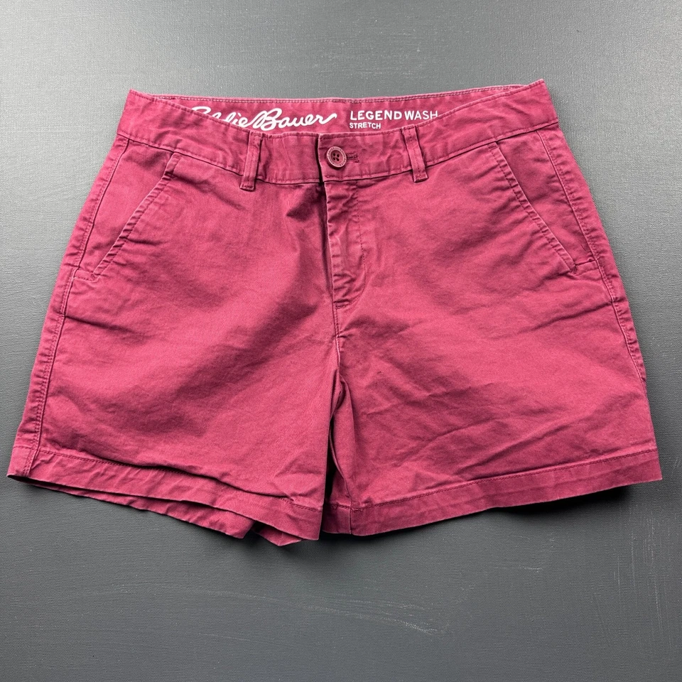 Pantalones Cortos Eddie Bauer Legend Lavado Para Mujer’s 10 Rojo Elastizado Ligeramente Curvilíneo Calce Foto 1 de 4