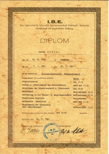 Germany, 1981, Vintage Graduation Certificate / Diploma - I.B.E., Karlsruhe - Picture 1 of 1