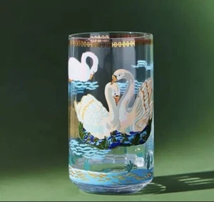 Anthropologie Nathalie Lete Twelve Days Christmas Juice Glass Swans Swimming NEW - Picture 1 of 4