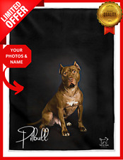 Pitbull Custom Dog Throw Blanket Personalized Dog Photo Gift 30x40 50x60 60x80