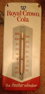 Vintage Royal Crown Cola Thermometer the fresher refresher Metal Sign  13" 
