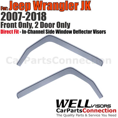 Wellvisors In-Channel Window Visors 2Pcs For Jeep Wrangler 2-Door 2007-2018 - Image 1 of 2