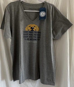 Life Is Good XXL T-Shirt Dog " I'll Be Watching You " Gray Tee 2XL Womens - Picture 1 of 6