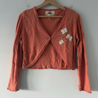 Free People Cardigan Womens Small Cottage Fairy Farm Whimsy Feminine Butterflies - Image 1 of 4