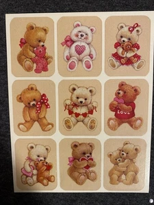 Vintage TEDDY BEARS Sticker Sheet Scrapbook Planner Craft Stickers - Picture 1 of 3