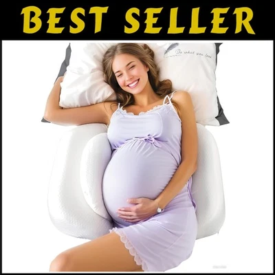 Охлаждающая подушка для беременных с эффектом памяти с регулируемой поддержкой клина, белая - Изображение 1 из 4
