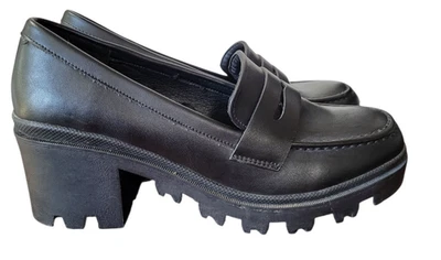 Mocasín Mudd Mary Jane Plataforma Penny Tacón Bloque Negro Talla 8 Y2K De Colección Años 90’s Foto 1 de 4