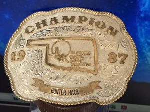 Vintage Sterling Silver * 1987 Oklahoma AQHA CHAMPIONSHIP BUCKLE * Quarterhorse - Picture 1 of 4