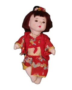 1950's Japanese Ichimatsu Girl Baby Doll Glass Eyes 12" - Picture 1 of 14