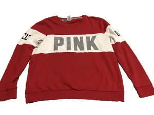 Sudadera ROSA Victoria’s Secret Roja Gráfica Talla L Rayas Manga Larga Mujer - Imagen 1 de 9