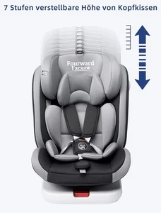 Fourward Siège auto bébé siège enfant ISOFIX Harnais 5 Points 360° Rotatif Gris - Foto 1 di 7