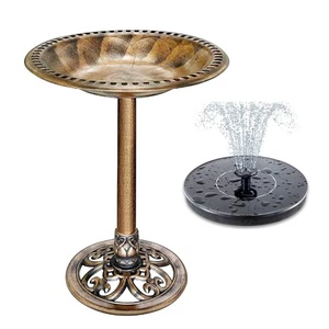 Solar Bird Bath Fountain With Powered For Outsides Garden 24 Inch Copper - Picture 1 of 7