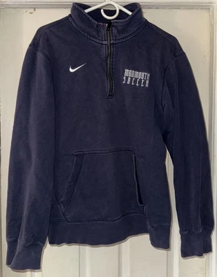 Sudadera Monmouth Hawks Para Hombres Pequeña Azul Marino Nike Polar Cuarto Cremallera Fútbol Universitario Foto 1 de 3