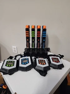 SQUAD HERO BATTLE ACTION LASER TAG Rechargeable Station Set Of 4 Complete NO BOX - Picture 1 of 4