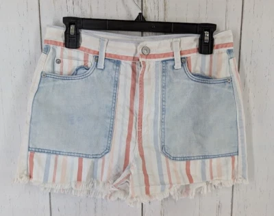 Pantalones Cortos de Verano American Eagle Talla 6 Multicolor Rayas Mujer Denim Corte Foto 1 de 4