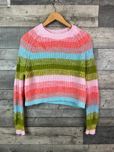 Boden Womens Jumper Size Small Pink Striped Raglan Ribbed Knit Sweater Fluffy - Picture 1 of 9