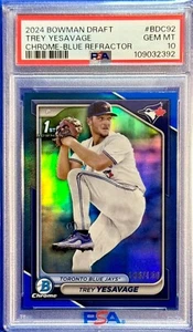 2024 Bowman Draft Chrome BDC-92 Trey Yesavage Blue Refractor /150 PSA 10 - Picture 1 of 2
