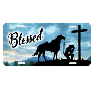 Cowgirl Cross Horse Personalized Monogrammed License Plate Custom Auto Car Tag - Picture 1 of 4