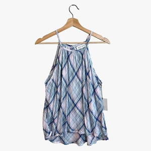 Bella Dahl Swing Tank Top Size Medium Trapeze Blouse Crinkle Gauze Striped Multi - Picture 1 of 8
