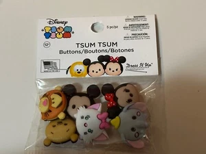 Dress It Up Disney Buttons Tsum Tsum Pooh Mickey Minnie Tigger Dumbo Marie Craft - Picture 1 of 7