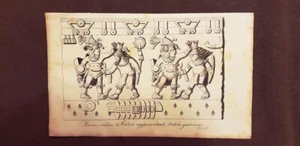 Bassorilievo antichi guerrieri Aztechi Acquaforte 1830 Costume antico Ferrario - Imagen 1 de 1