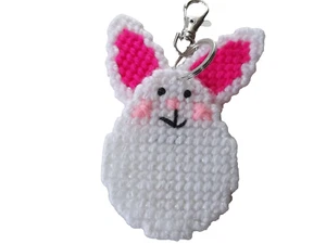 Plastic Canvas EASTER BUNNY KEYCHAIN - Picture 1 of 3