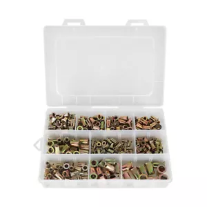 Zinc Steel Rivet Nut Kit 300Pc Rivnut Nutsert Assort 150pcs Metric+150pcs SAE US - Picture 1 of 11