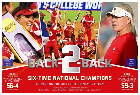 OKLAHOMA WINS 2ND STRAIGHT NCAA SOFTBALL TITLE 19”x13” COMMEMORATIVE POSTER Cover