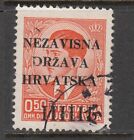 Croatia - 50p Stamp of Yugoslavia Optd T1 (Used) 1941 (CV $7)
