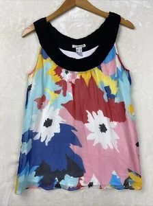 Kensie Tank Womens Small Sheer Silk Panel Overlay Sleeveless Lightweight Work - Picture 1 of 14