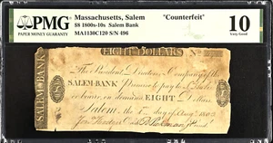 MA $8 SALEM Bank Massachusetts August 1, 1803 PMG VG10 Haxby MA-1130 C120 - Picture 1 of 4