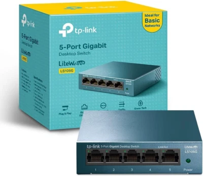 Ls105G Switch Ethernet 5 Porte Gigabit, Sdoppiatore Ethernet, Struttura in Metal - Immagine 1 di 4