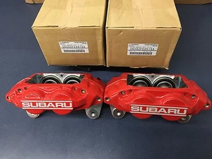 Genuine SUBARU WRX OEM RED SUBARU 4 PISTON BRAKE CALIPER Front Set Pair 2006-07 - Picture 1 of 3