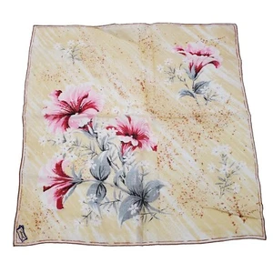 Vintage Red Pink Floral Handkerchief of the Month by Burmel 14 x 14 - Picture 1 of 5